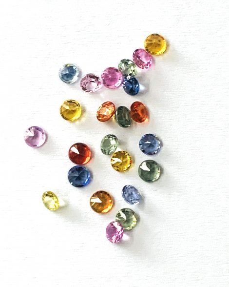 Diamond Cut Multi Sapphire Round Gemstone