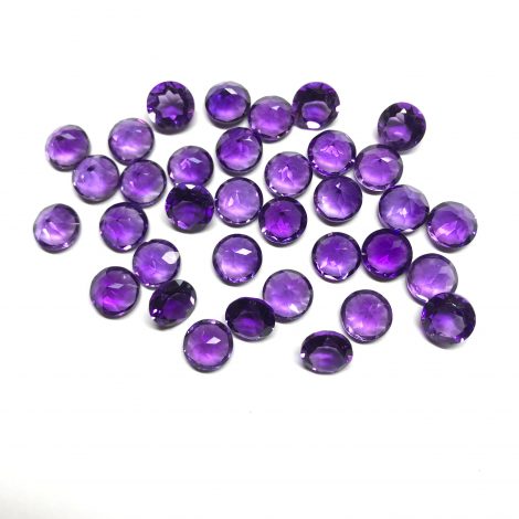 7mm Natural Amethyst Round Faceted Gemstone