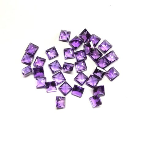 4mm Natural Amethyst Square Faceted Gemstone
