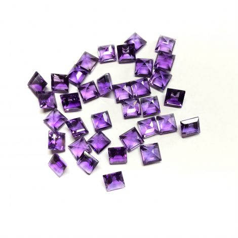 5mm Natural Amethyst Square Faceted Gemstone