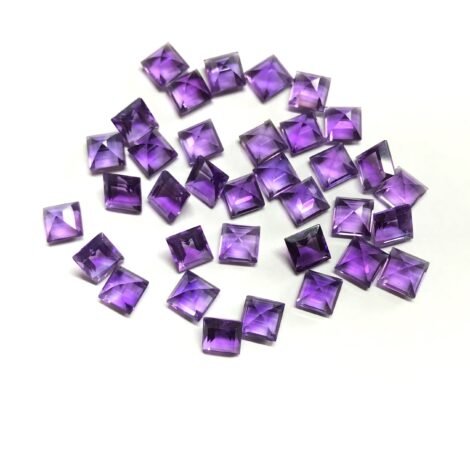 5mm Natural Amethyst Square Faceted Gemstone