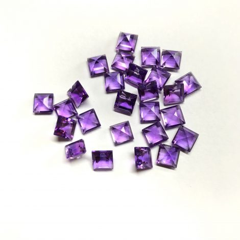 6mm Natural Amethyst Square Faceted Gemstone