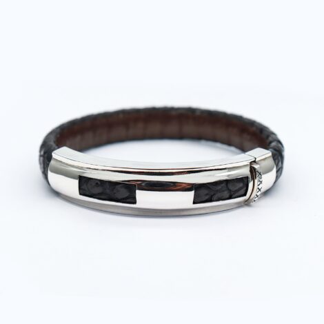 BALI 925 Silver Genuine Leather Bracelet For Men