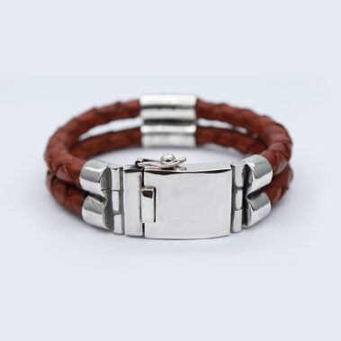 BALI 925 Silver Genuine Leather Bracelet For Men
