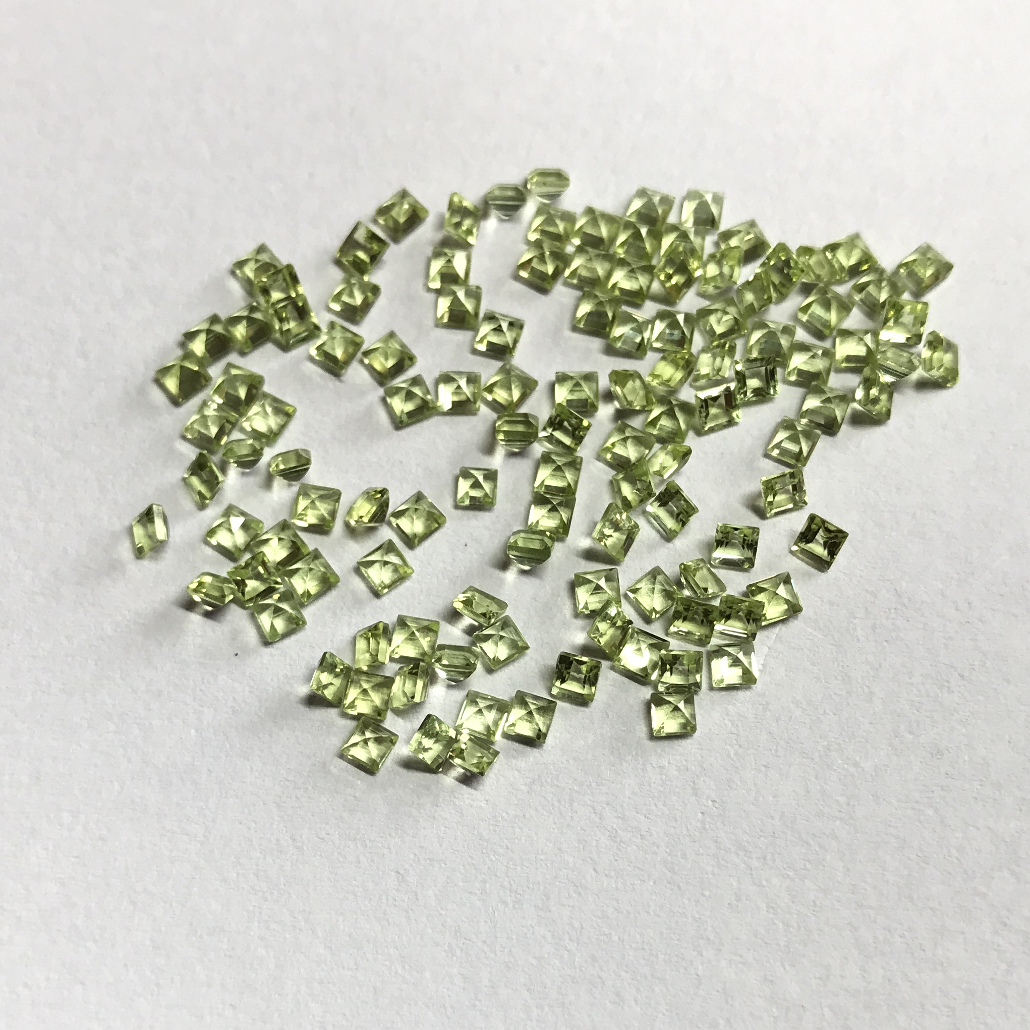 2mm Natural Peridot Square Faceted Gemstone