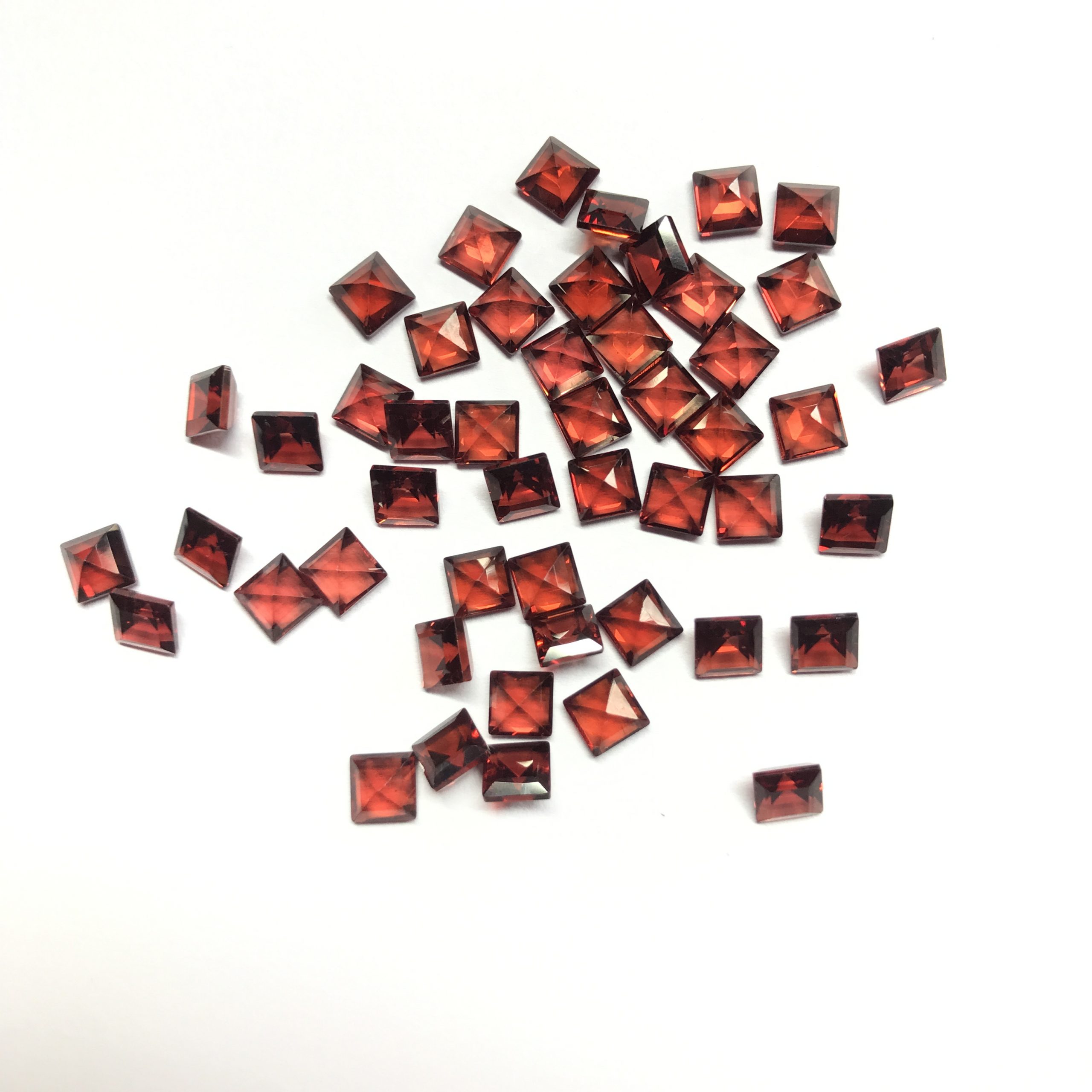 4mm Natural Red Garnet Square Faceted Gemstone