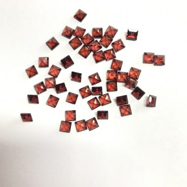 3mm Natural Red Garnet Square Faceted Gemstone