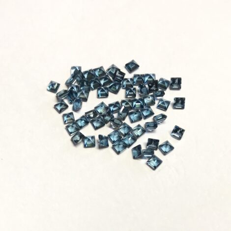 2mm Natural London Blue Topaz Square Faceted Gemstone
