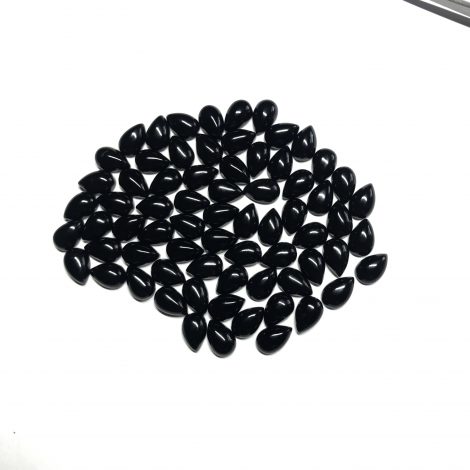 6x9mm Natural Black Onyx Pear Cabochon