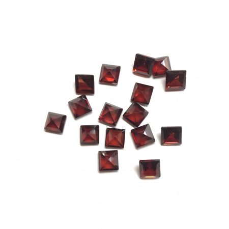 5mm Natural Red Garnet Square Faceted Gemstone