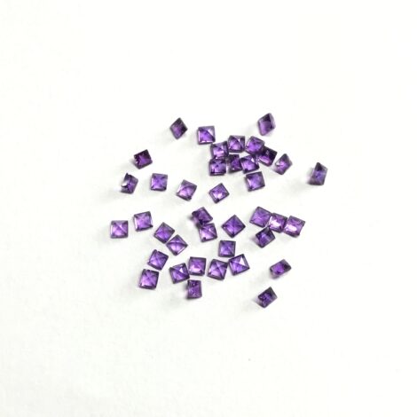 3mm Natural Amethyst Square Faceted Gemstone