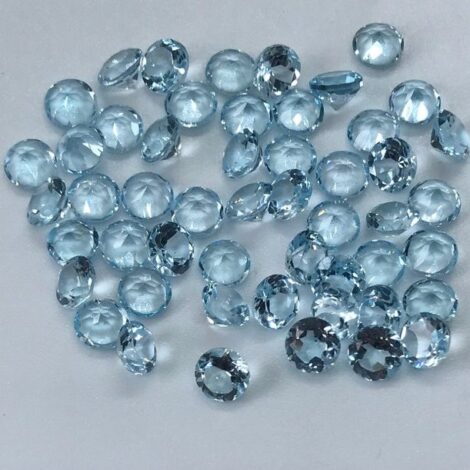 6mm Natural Sky Blue Topaz Round Faceted Gemstone