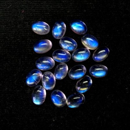 5x7mm Natural Rainbow Moonstone Oval Cabochon