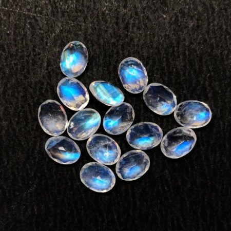 5x7mm Natural Rainbow Moonstone Oval Faceted Gemstone