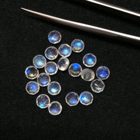 6mm Natural Rainbow Moonstone Round Faceted Gemstone