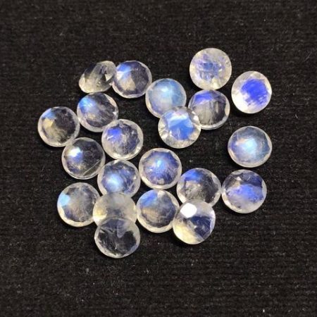 7mm Natural Rainbow Moonstone Round Faceted Gemstone