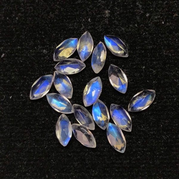 3x6mm Natural Rainbow Moonstone Marquise Faceted Gemstone