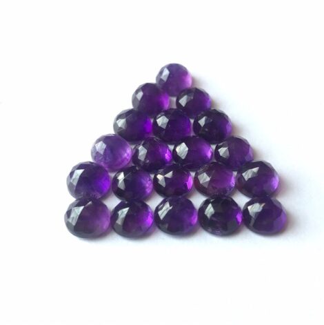 7mm Natural Amethyst Round Rose Cut Cabochon