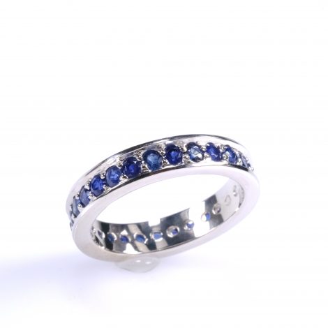 925 Silver Natural Blue Sapphire Engagement Ring For Women