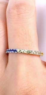 925 Silver Natural Rainbow Sapphire Engagement Ring For Women
