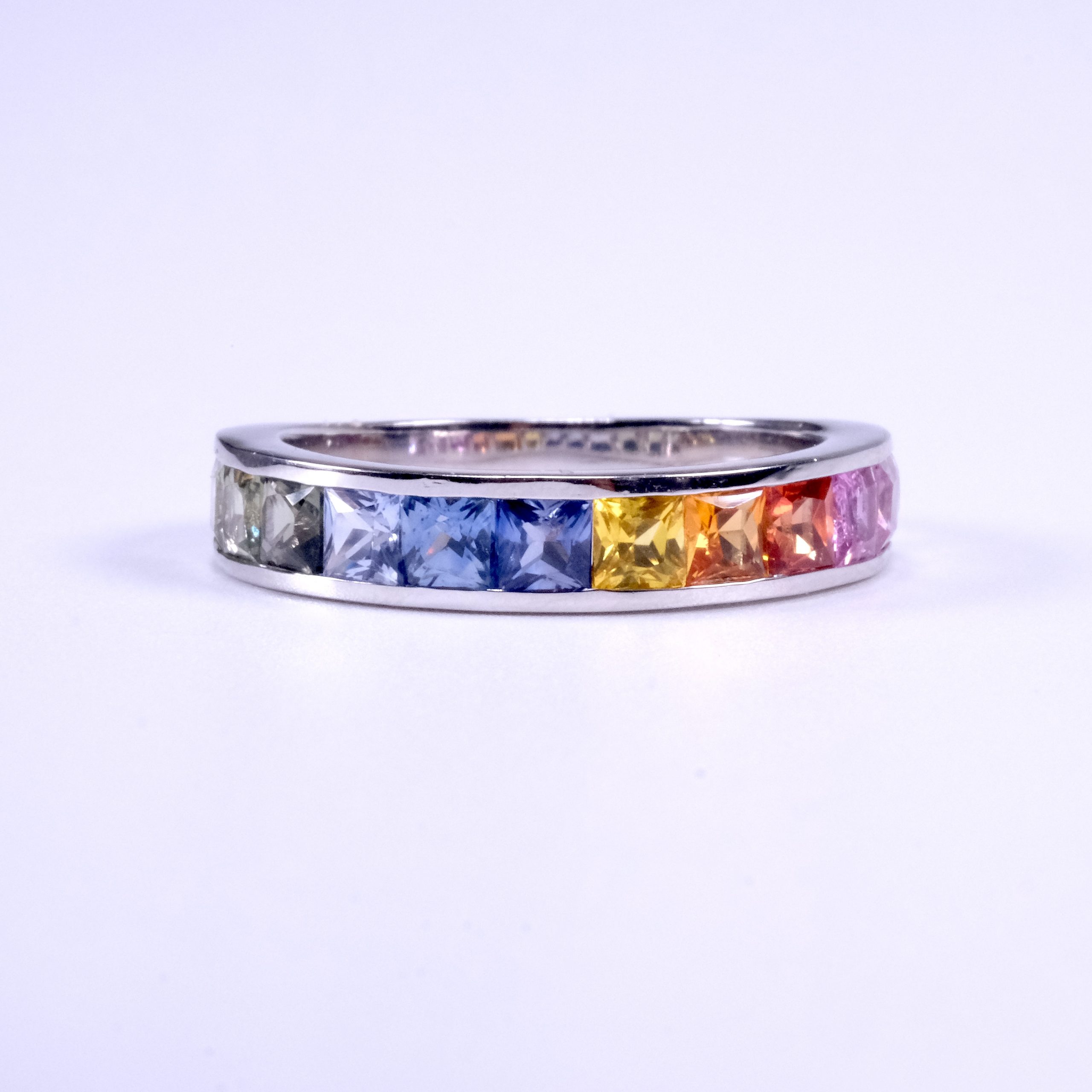 925 Silver Natural Rainbow Sapphire Engagement Ring For Women